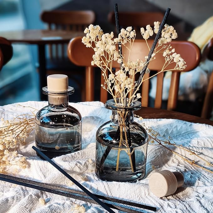 Brakula 2 Pack Reed Diffuser, White Jasmine + Eucalyptus & Wild Mint (3.38 fl oz Each Pack), Home Fragrance with 12 Sticks, Shelf Decor, Reed diffusers for Home - Bloomnest
