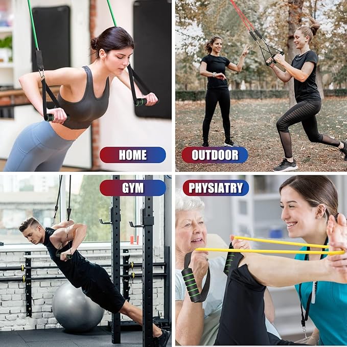 Exercise Resistance Bands with Handles for Working Out, 150/200/250/300 lbs Workout Bands Set with Door Anchor for Physical Therapy, Yoga, Pilates - Bloomnest