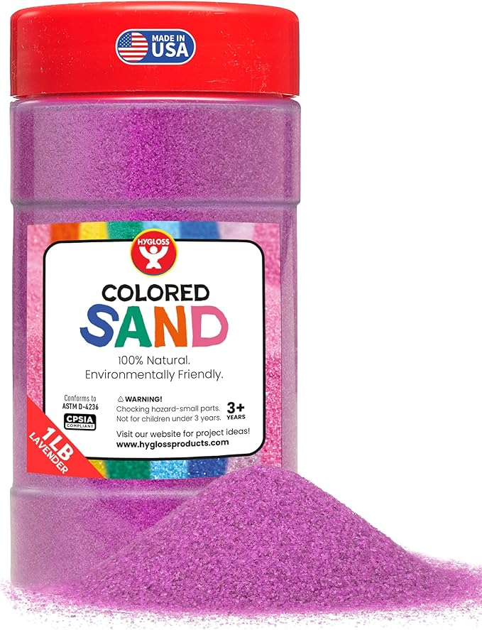 Hygloss Colored Sand for Crafts – 1 lb Bottle, Lavender – Vibrant Colorful Fine Sensory Play Sand Art Kits for Kids – Classroom Activities for Children 3 4 5 6 7 8 9 10 11 12 – Safe for Ages 3+ - Bloomnest
