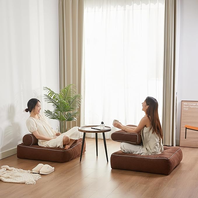 35.4x33.5 Inch Floor Pillow, Large Round Floor Cushion with Removable Washable Cover - Ultra Soft Plush Filling for Adults, Kids, Lounge, Bedroom, Reading Nook, Meditation, Corduroy, Brown