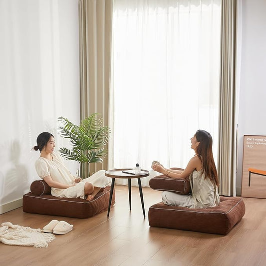 35.4x33.5 Inch Floor Pillow, Large Round Floor Cushion with Removable Washable Cover - Ultra Soft Plush Filling for Adults, Kids, Lounge, Bedroom, Reading Nook, Meditation, Corduroy, Brown