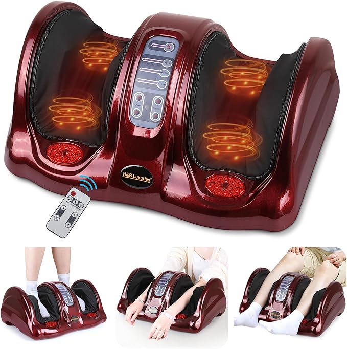 Foot Massager with Heat, Shiatsu Foot Massager for Circulation and Pain Relief and Heat Therapy, Ankle, Calves and Feet Massage with Deep Kneading Rolling, Gifts for Women Men Mother Father - Bloomnest