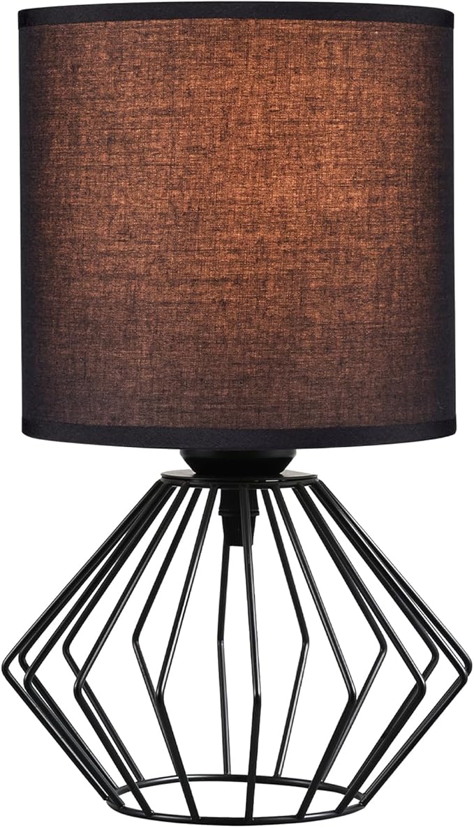 Hamilyeah Bedside Lamp, Farmhouse Table Lamps with Fabric Shade, Black Lamps for Night Stands with On/Off Switch, Modern Simple Desk Lamps for Bedroom, Living Room - Bloomnest