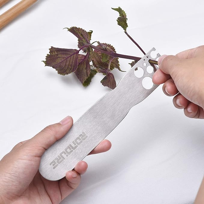 Stainless Steel Leaf Herb Stripper Tool, Loose Leaf Kale, Chard, Collard Greens Kale Razor and Kitchen Leaf Remover - Bloomnest