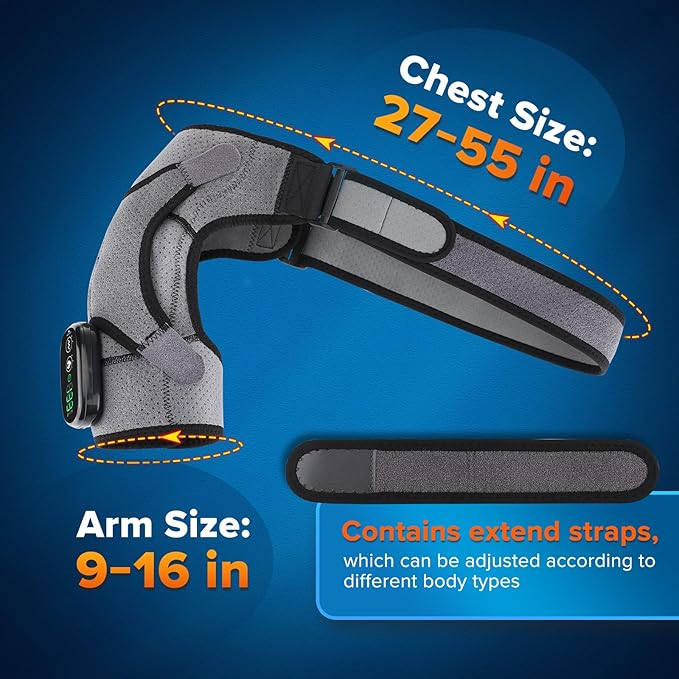 Shoulder Heating Pad with Massage, Cordless Heated Shoulder Wrap for Pain Relief, Deep Tissue Shoulder Massager for Rotator Cuff & Shoulder Brace Support - Bloomnest