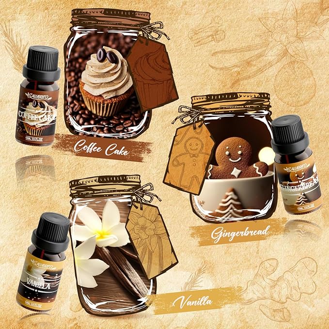 SALUBRITO Spice Fragrance Oils Set, Premium Essential Oils Set for Diffuser, Candle, Soap Making, Warm Fall Scented Oil, Cinnamon, Spiced Cider, Pumpkin Pie, Coffee Cake, Gingerbread, Vanilla - Bloomnest