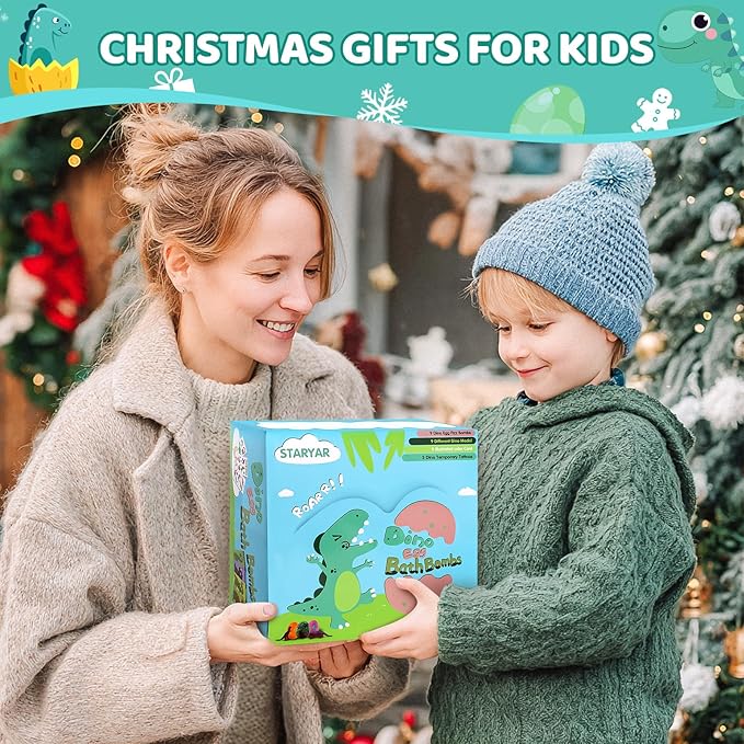 Bath Bombs for Kids with Surprise Toys Inside - 9 Pack Dinosaur Bath Bombs Gift Set, Dinosaur Toys for Kids 3 4 5 6 7 8 9 Years, Stocking Stuffers for Kids, Christmas Gifts Bubble Bath Fizzes - Bloomnest