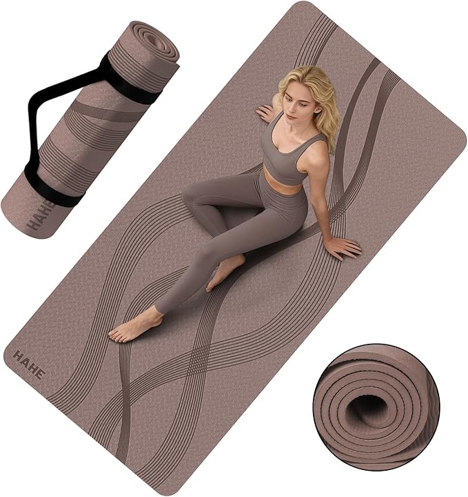 Yoga Mat High Density Exercise Mat, 76"x32"x0.27"Thick Wide & Large Yoga Mat for Women Men, Professional POE Workout Mat for Yoga, Pilates, Fitness & Stretching - Bloomnest