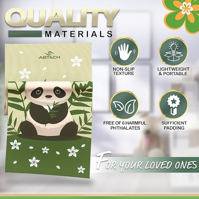 Kids Yoga Mat Set for Boys & Girls - Doll, Unicorn, Mermaid, Panda, Dinosaur and UnderWater - Chemical Free - Non-Toxic - Non-Slip - 60 X 24 X 0.2 Inches - w/ 12 Yoga Cards - Cute Carrier Bag - Ages 3-12 - Bloomnest