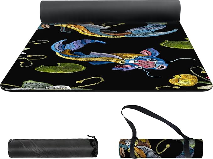 nuveti Yoga Mat Print Extra Thick TPE Non Slip Fitness Exercise Mat with Carrying Bag,72"x24" Extra Thick 6MM Exercise & Workout Mat for Yoga, Pilates Fitness and Floor Exercises - Bloomnest