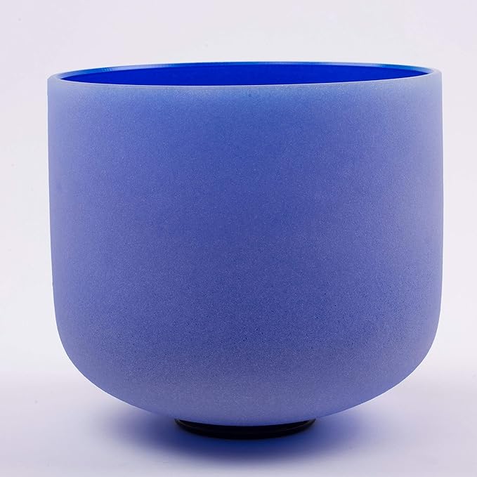 Leize Quartz Crystal Singing Bowl A# Note Third Eye Chakra Dark Blue 8" with Heavy Duty Carrying Case Suede Striker