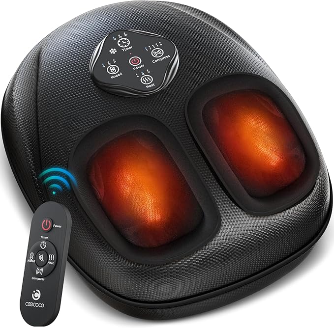 CooCoCo HSA Store Eligible Foot Massager with Heat, Plantar Fasciitis Feet Massager with Remote, Deep Kneading & Compression, FSA Foot Warmer for Home Office, Christmas Gifts for Women Men Mom Dad - Bloomnest