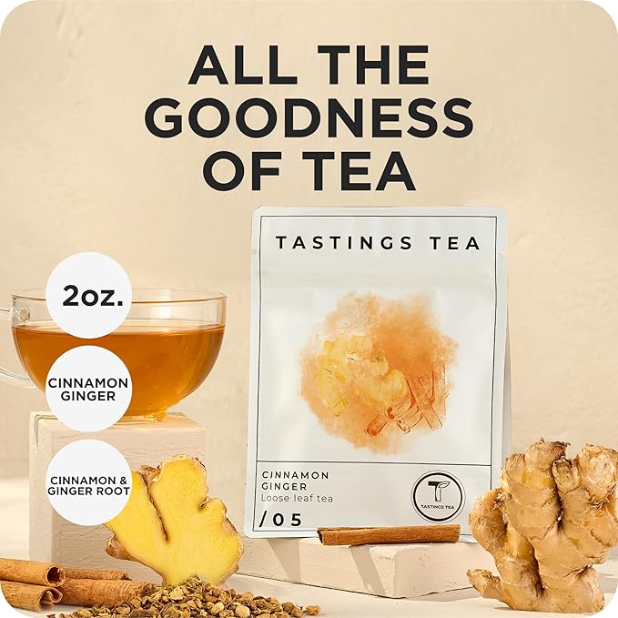 Tastings Tea Cinnamon Ginger Blend - 4.45oz Loose Leaf | Winter Warming | Bold Spice | Perfect Stocking Filler - Bloomnest
