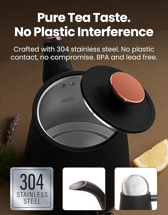 Vianté Electric Gooseneck Kettle with Precise Temperature Control. Pour Over Coffee & Tea Kettle. Boil-Dry Protection & Keep Warm Function. Stainless Steel, BPA-Free. Includes V60#2 Filters. 0.8L - Bloomnest