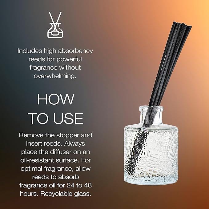 Voluspa Moso Bamboo Scented Reed Diffuser, 3.4 oz, Luxury Bamboo Diffuser, Oil Reed Diffusers for Home, Handcrafted in the USA Voluspa