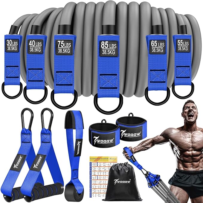Heavy Resistance Bands for Working Out, 350lbs/450lbs Exercise Bands with Handles, Workout Bands Set for Men, Fitness Weight Bands for Muscle Strength Training, Stretching, Slim, Home Gym Equipment - Bloomnest