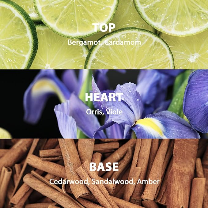 Reed Diffuser Set, 9.85 oz Sandalwood Amber Scented Diffuser with Decorative Card Home Fragrance Reed Diffuser for Bathroom Shelf Decor, Ideal Gift for Woman