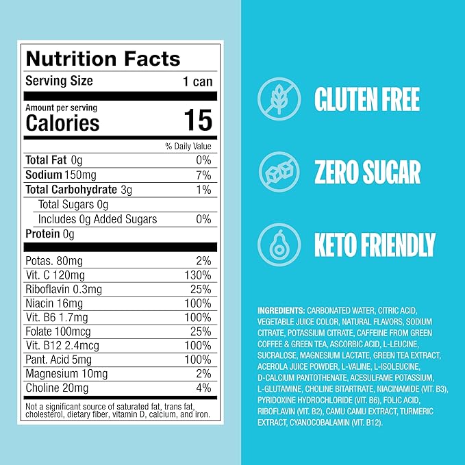 ZOA Zero Sugar Energy Drinks, Tropical Punch - Sugar Free with Electrolytes, Healthy Vitamin C, Amino Acids, Essential B-Vitamins, and Caffeine from Green Tea - 16 Fl Oz (12-Pack) - Bloomnest