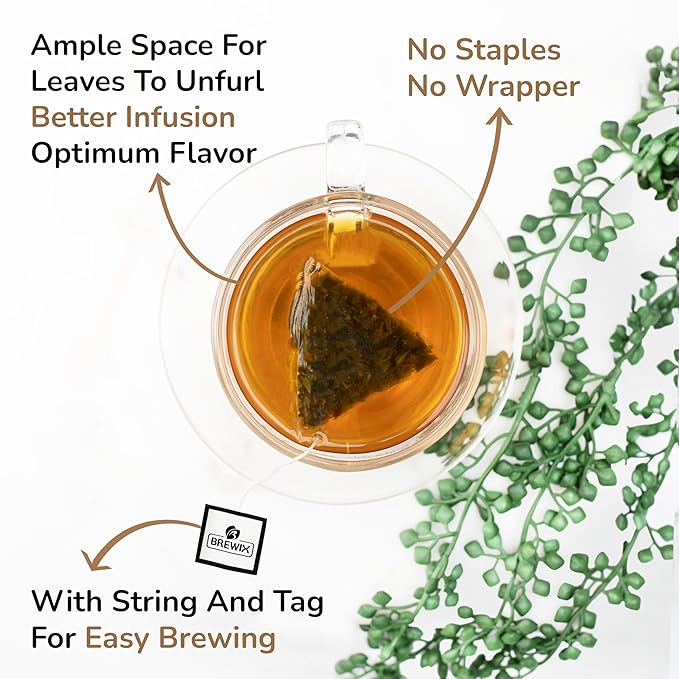 BREWIX, Perfect Mint Tea (20 Pyramid Tea Bags) | Soothing Mint Blend for Digestion Support & Daily Calm | Calming, Fresh and Cool | Caffeine Free Herbal Tea | No Sugar & No Caffeine | Spearmint and Peppermint - Bloomnest
