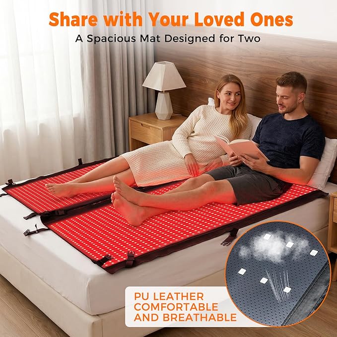 Full Body Red Light Therapy Mat, Large Size Red Light Therapy for Body 660 & 850nm Dual Wavelength Red Light Blanket, Birthday Christmas Gifts for Women Men Mom Dad Father Lover Black fyovuv
