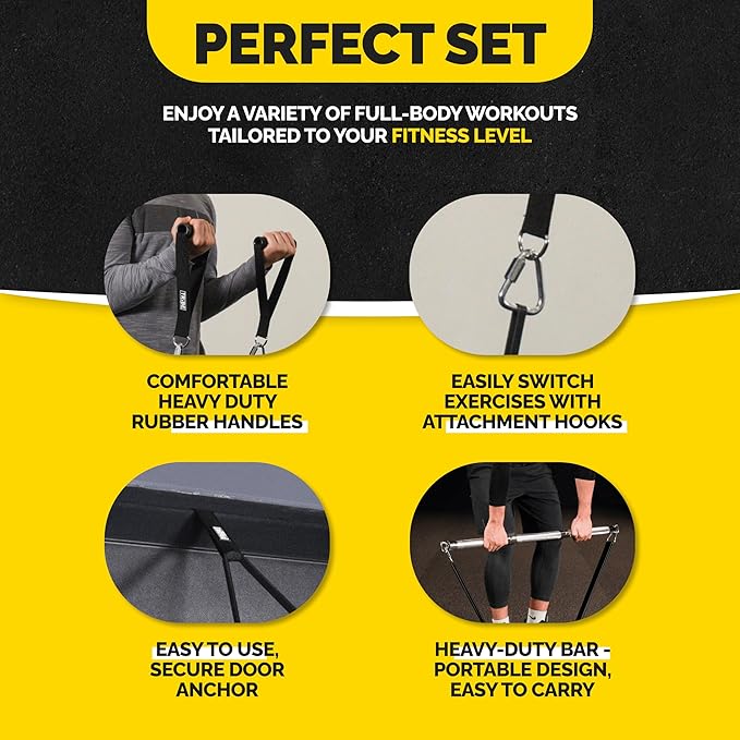 Long Resistance Bands for Working Out Men and Women - Set of 5 Pull-Up Bands, Rubber Handles and Door Anchor - Workout Bands Resistance for Men - Exercise Bands Resistance Bands Set - Bloomnest