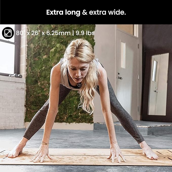 Luxury Cork Yoga Mat - Non Slip, Extra Thick Grip. Thicker, Longer, and Wider for More Comfort and Support. Tough Enough For Hot Yoga. Natural, Non Toxic, and Eco Friendly. Optional Alignment Lines.