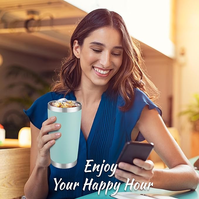 20 oz Tumbler Stainless Steel Tumblers with Lid Double Wall Vacuum Insulated Coffee Mug 20oz Powder Coated Cup for Hot and Cold Drinks, Turquoise, 1 pack - Bloomnest