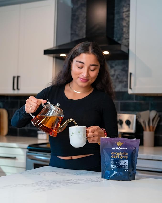 Earl Grey Tea, Organic Loose Leaf Black Tea – Classic Bergamot & Citrus Flavor – Boost Clarity & Wellness – Drink Hot or Iced – 4 oz Resealable Bag (Makes 50 Cups) – The Elegant Elephant - Bloomnest