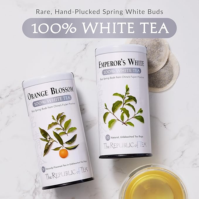 The Republic of Tea – Orange Blossom 100% White Tea Bags, Steeps 50 Low-Caffeinated Cups - Bloomnest