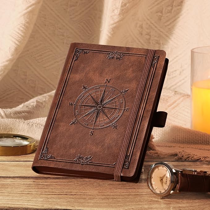 AHGXG Small Blank Pocket Journal Notebook for Men - 256 Numbered Pages B6 Mini Journal, Vintage Soft Leather Hardcover, 80gsm Paper, for Women Work Office School, 4.1'' X 5.7''- Brown - Bloomnest
