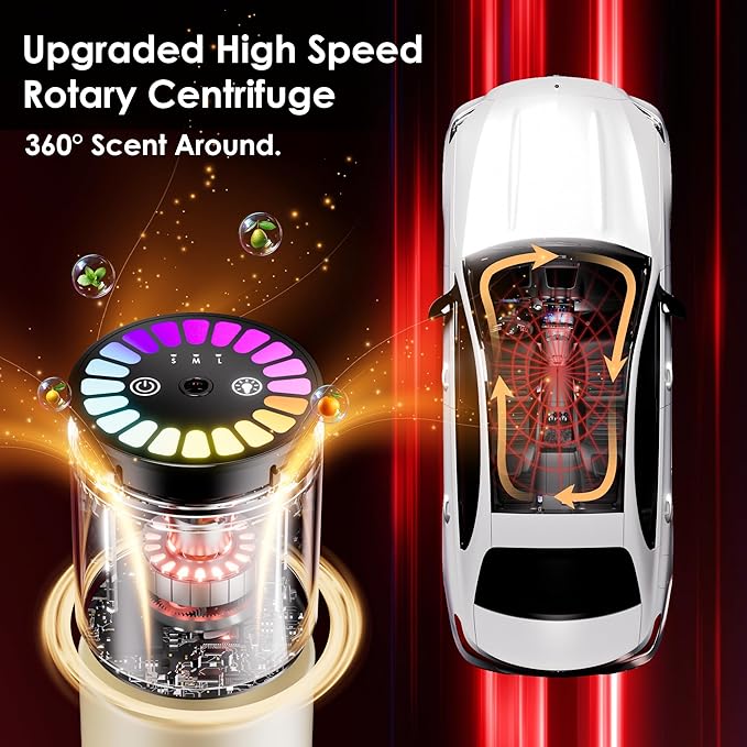 Car Air Freshener, Car Fresheners Long Lasting, Auto On/Off, 3 Adjustable Modes for Custom Scent Intensity, 150mL Large Capacity, Diffuser with RGB Music Syncing Light (Cologne) - Bloomnest