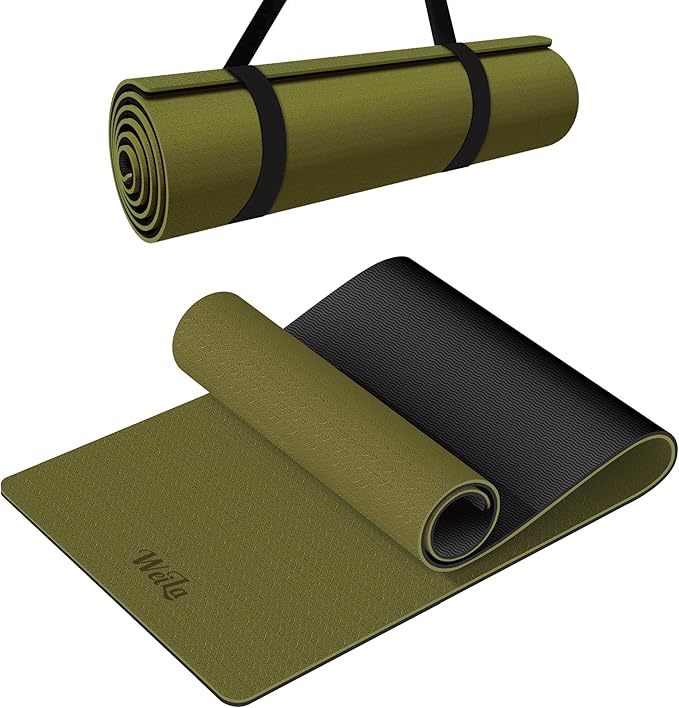 Non-slip TPE Yoga Mat for Women & Men,72"x24" Double-Sided Workout Mat for Home Gym Pilates Fitness,1/4 Inch Packable Lightweight Exercise Mat with Strap for Travel,Non Toxic Exercise Floor Mat - Bloomnest