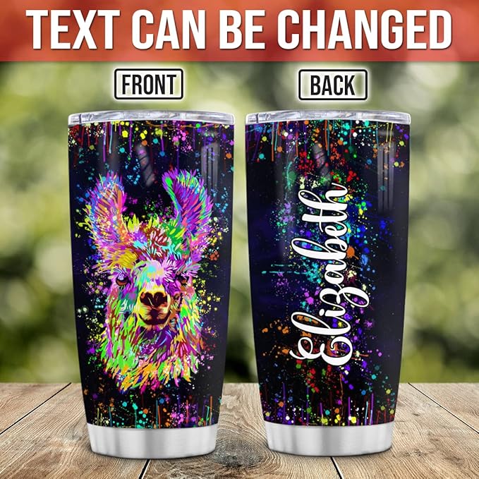 Wassmin Llama Cup Tumbler Personalized Tumblers 20o 30oz With Custom Name Watercolor Llamas Gifts For Women Girls Tumblers Stainless Steel Coffee Travel Mug Birthday Christmas Stuff Gifts - Bloomnest