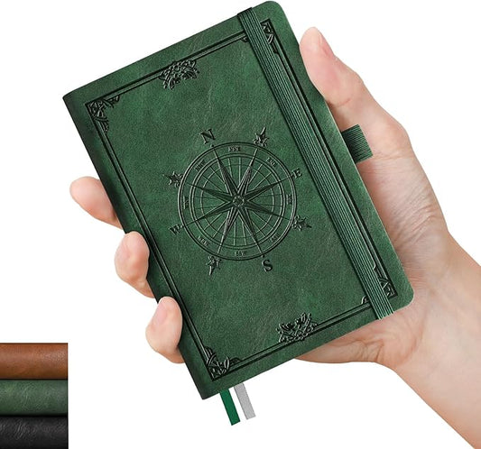 AHGXG Small Lined Pocket Journal Notebook for Men - 256 Numbered Pages College Ruled B6 Mini Journal, Vintage Soft Leather Hardcover, 80gsm Paper, for Women Work Office School, 4.1'' X 5.7''- Dark Green - Bloomnest