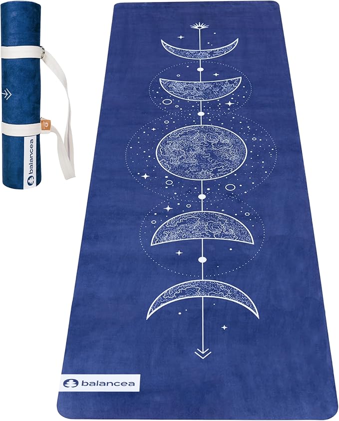 Yoga Mat With Strap 5mm Non Slip Suede & TPE - Beige Eco-Friendly Fitness & Exercise Mat for Home Gym, Pilates, Hot Yoga, and Meditation - Lightweight Durable 72 x 24 inch Workout Mat for Women, Men