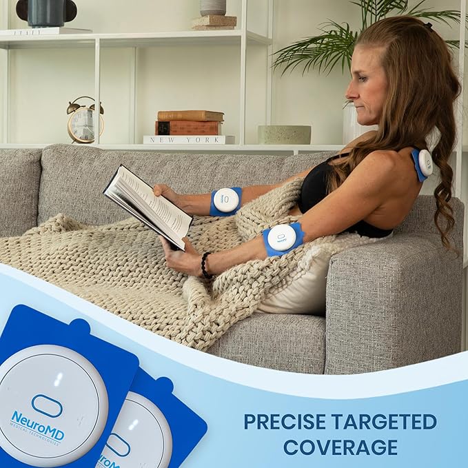 NeuroMD 2-Pack Square Replacement TENS Unit Electrode Pads for Wireless Muscle Stimulator & Pain Relief - Reusable 30 Times | Snap-On Connector | Compatible with Whole Body Corrective Therapy Device - Bloomnest