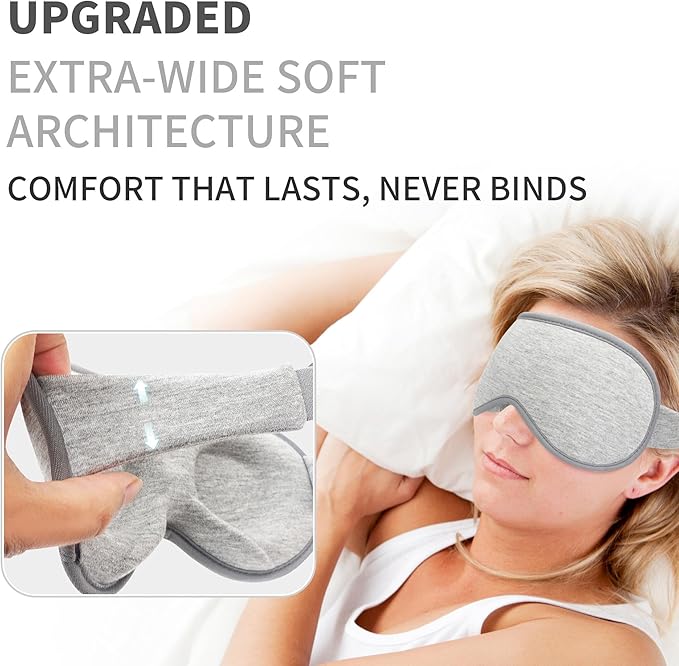 3D Sleep Mask for Men Women 2 Pack, Blackout Eye Mask for Sleeping Eye Mask for Side Sleeper, Memory Foam Adjustable&Washable, Airplane Travel Essentials Couples Yoga Meditation Office Black & Gray - Bloomnest