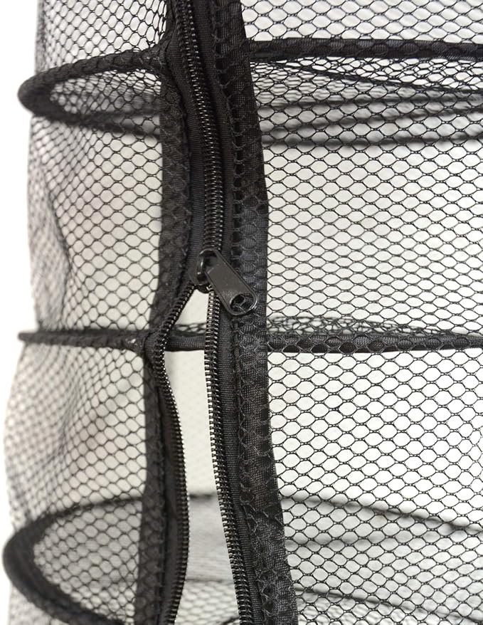 9 Inch 5 Level Micro Hanging Dry Net Indoor/Closet Drying Rack for Herbs, Plants, Organizer, Freshner - Black Mash Screen with Top-to-Bottom Zipper - Apartment Size with Zipped Storage Pouch - Bloomnest