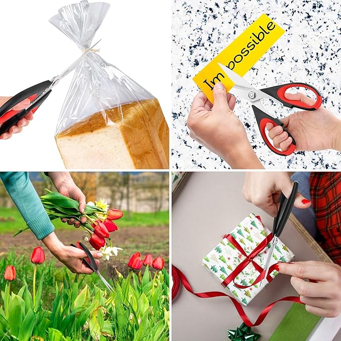 iBayam 3-Pack 8.5"Kitchen Scissors All Purpose Heavy Duty with Protective Sheath, Soft Grip Comfort Handle, Dishwasher Safe Kitchen Utensils Gadgets Set, Stainless Cooking Meat Poultry Food Shears - Bloomnest