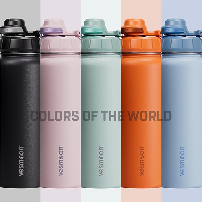 Vesmoon Vessence 32 Oz Stainless Steel Tea Infuser Bottle for Loose Leaf Tea, Water, Herbs, Fruits - Triple Layered Insulated, Leak Proof Bottle with Lid and Clip Handle - 24 Hours Hot/Cold - Bloomnest