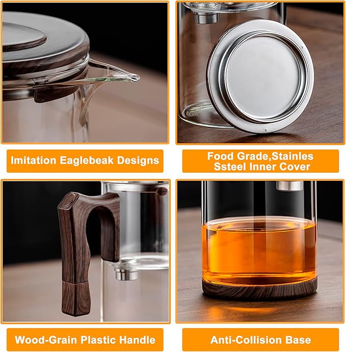 Tea Pot - 750ml/25.4oz Magic Witchcraft Glass Teapot with Strainer Loose Leaf Tea Innovative Water Separation Magnetic Teapot,Borosilicate Glass Tea Infuser Elegant Gift Packaging - Bloomnest