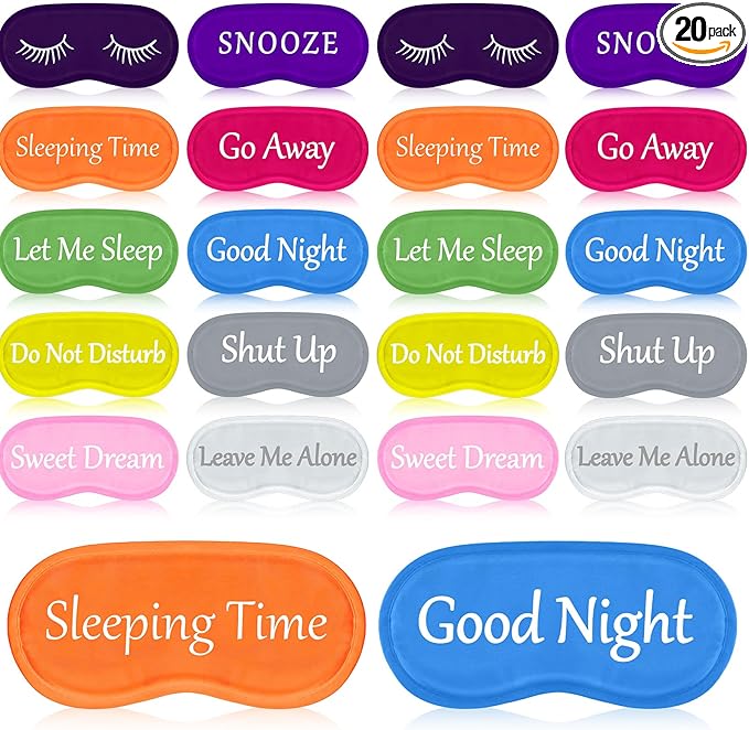 Eurzom 20 Pieces Funny Eye Sleeping Mask Bulk with Adjustable Strap Blackout Eye Sleep Mask for Night Blindfold Cover for Women Men(Bright Colors) - Bloomnest