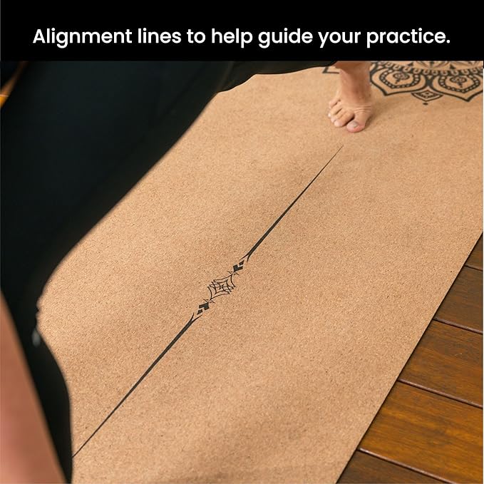 Luxury Cork Yoga Mat - Non Slip, Extra Thick Grip. Thicker, Longer, and Wider for More Comfort and Support. Tough Enough For Hot Yoga. Natural, Non Toxic, and Eco Friendly. Optional Alignment Lines. - Bloomnest
