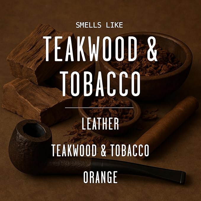Teakwood & Tobacco Candle I Scented Black Candles for Men or Women - Teakwood, Tobacco & Orange Soy Wax Mens Candle - Infused w/Essential Oils | Long-Lasting 50Hr Burn, 9oz I Non Toxic I Made in USA - Bloomnest