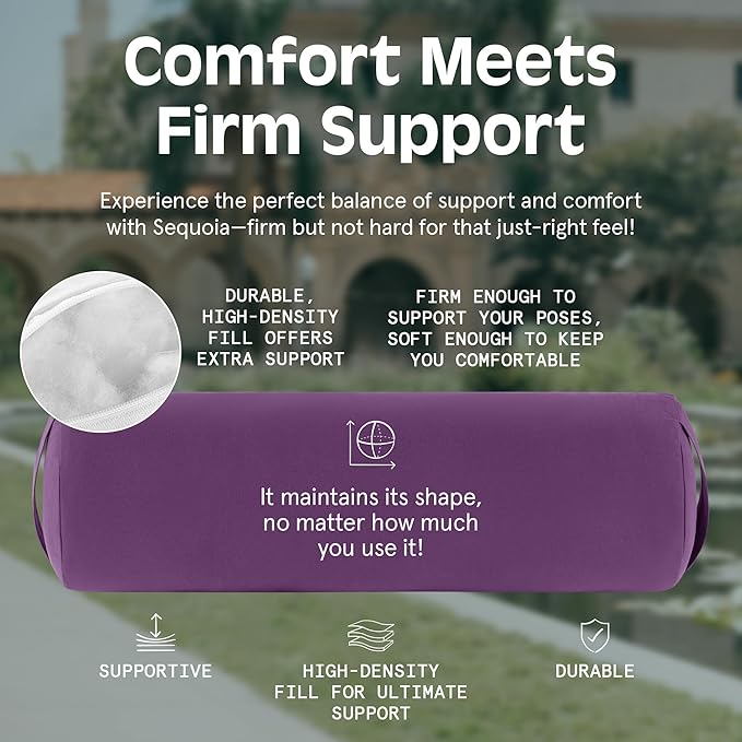 Retrospec Retrospec Sequoia Yoga Bolster Pillow - Meditation Cushion for Yoga Practices - Includes Machine Washable 100% Cotton Cover & Durable Carry Handle - Bloomnest