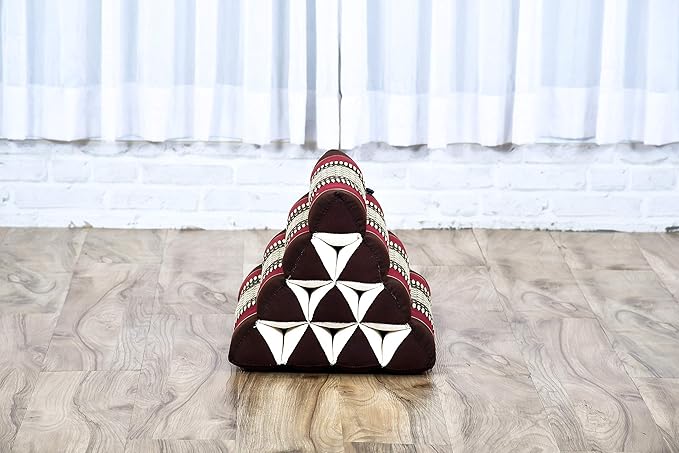 Leewadee Triangle Cushion – Comfortable Backrest for TV or Reading, Incline Pillow for Relaxing Made of Kapok, 20 x 13 x 13 inches, Brown Red - Bloomnest