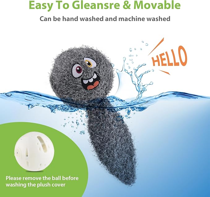 PETGEEK Interactive Dog Toys Ball - Rechargeable, Squeaky Plush Crazy Bouncer Dog Ball with Wiggles & Vibrations, Durable Moving Vibrating Toy for Small, Medium, Large Dogs (6 Inches, Gray) - Bloomnest