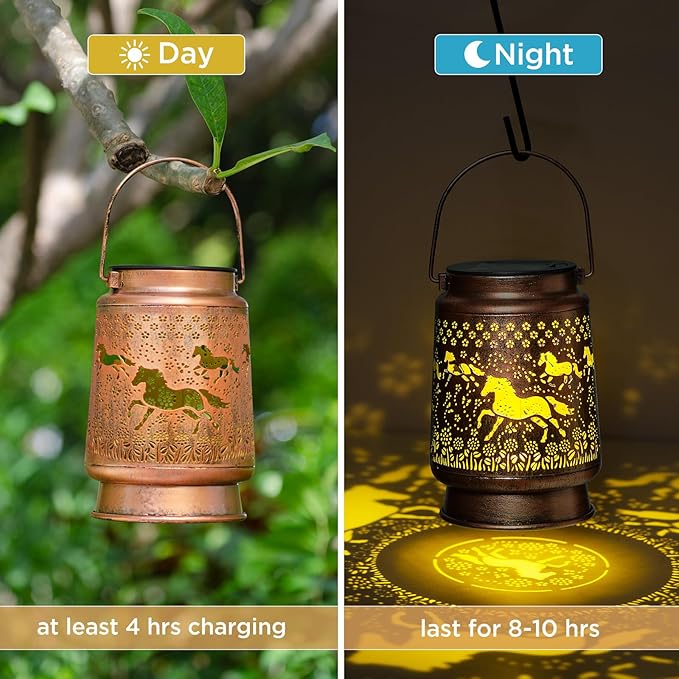 Horse Lover Solar Light Gift for Mom Grandma Women Sister, Hanging Image Horse Lights, Yard Corridor Garden Decor, Mother's Day Horse Gifts, Thanksgiving Day, Christmas Day, Birthday - Bloomnest