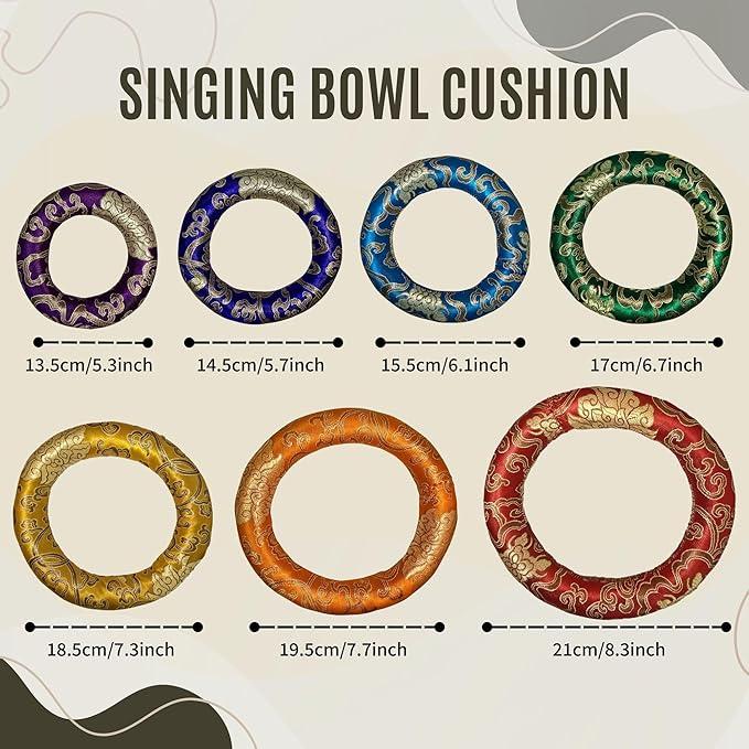 7 Pieces Handmade Singing Bowl Cushion Set, Singing Bowl Accessory Pillow Pad for 6-12 Inch Tibetan Crystal Sound Bowl Bloomnest