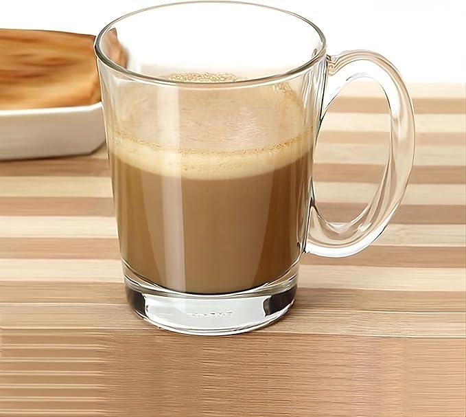 LEMONSODA Clear Large Glass Coffee Mug with Handles for Hot Beverages, Clear Mugs for Espresso, Tea, Cappucino, Latte, Juice (8.75 oz, 10.5 oz, 12 oz) (10.5 oz, Set of 6) - Bloomnest